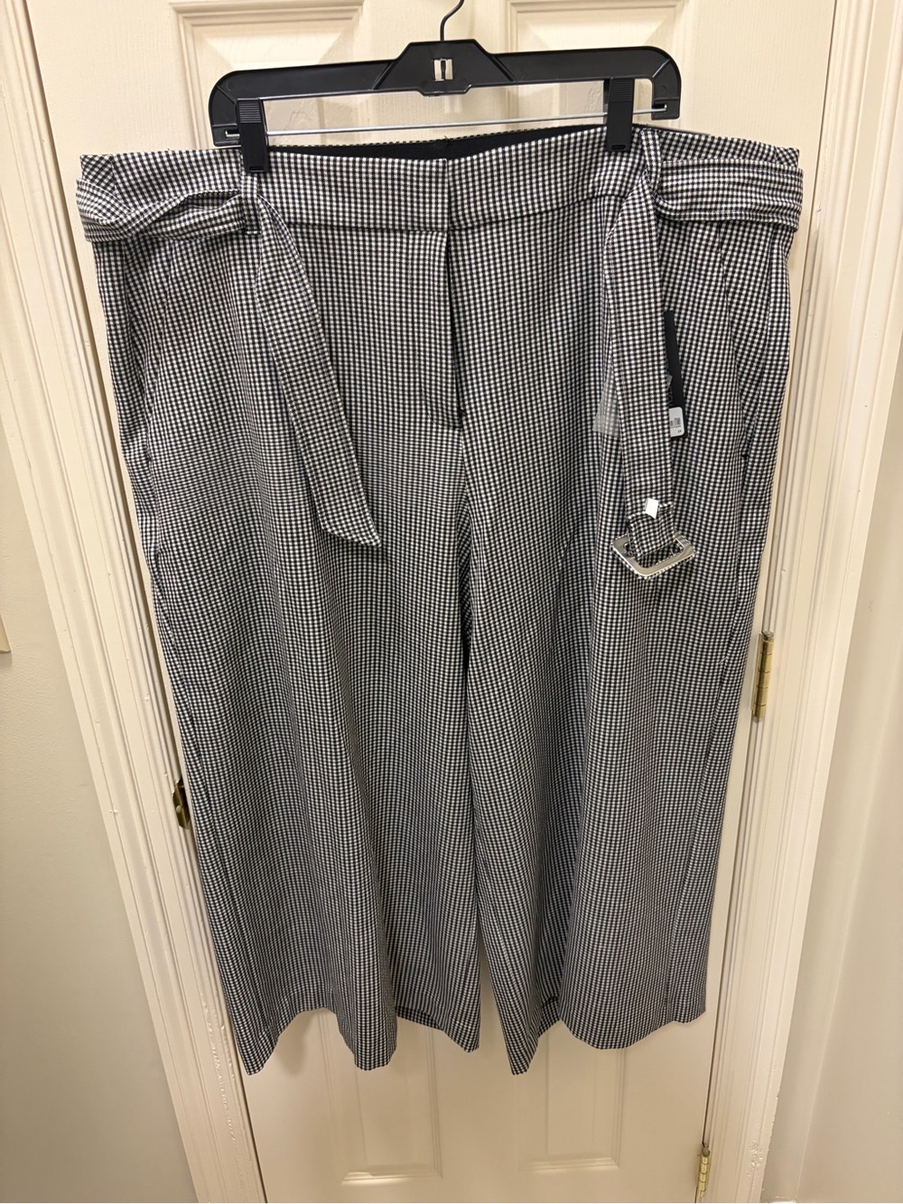 Lane Bryant Black & White Gingham Wide Leg Colette Pants with Matching Belt